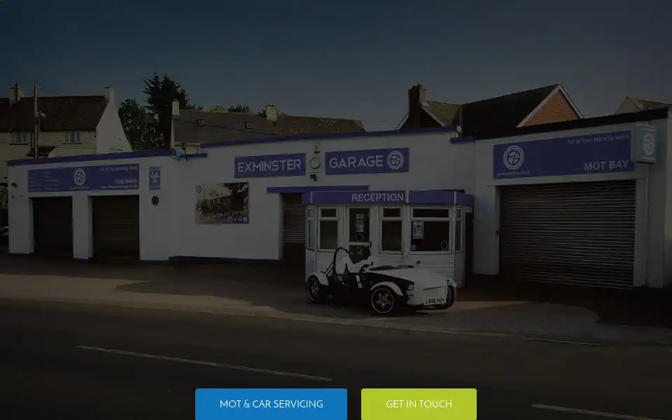 Screenshot of exminstergarage.co.uk