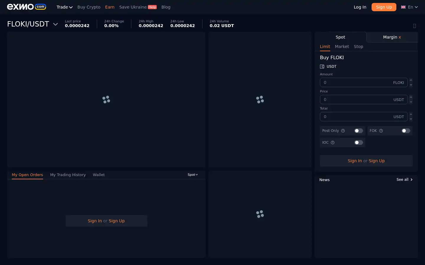 Screenshot of exmo.com
