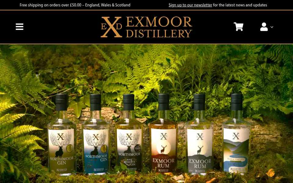 Screenshot of exmoordistillery.co.uk