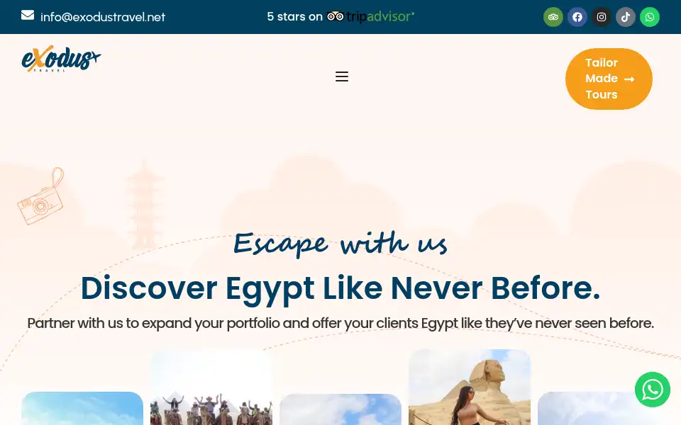 Screenshot of exodustravel.net