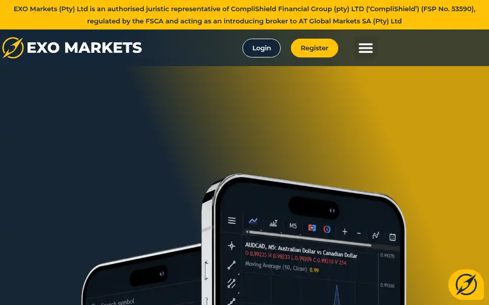 Screenshot of exomarkets.co.za