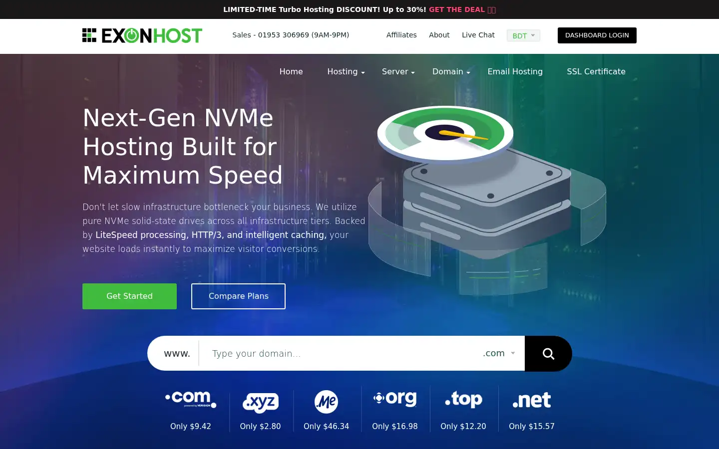 Screenshot of exonhost.com