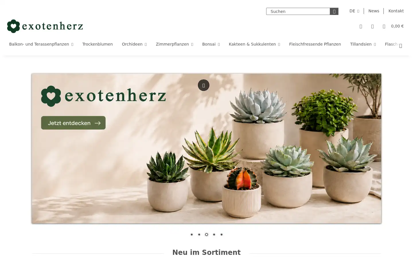 Screenshot of exotenherz.de