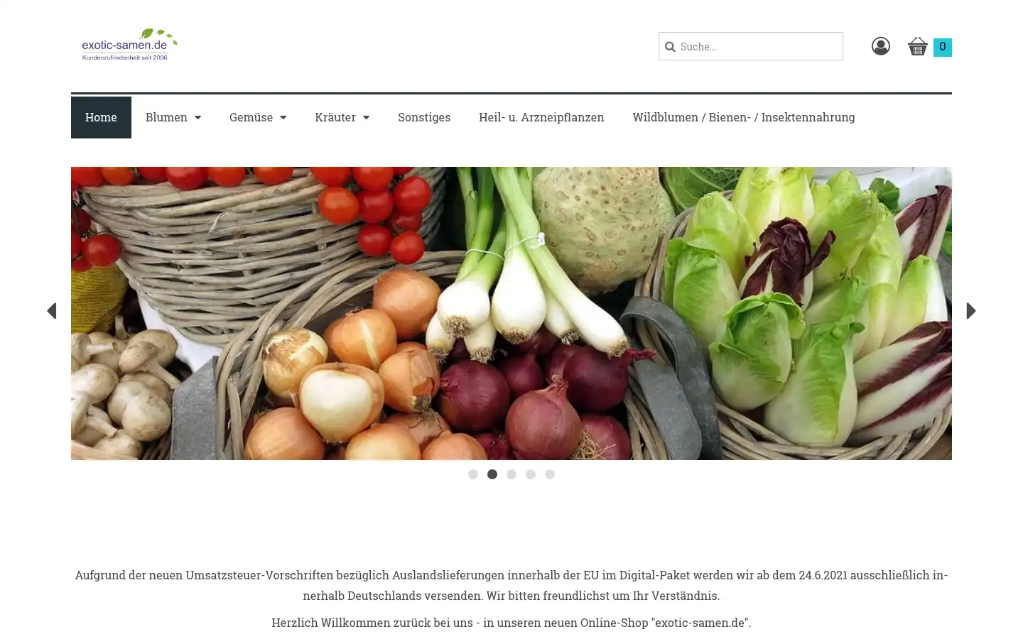 Screenshot of exotic-samen.de