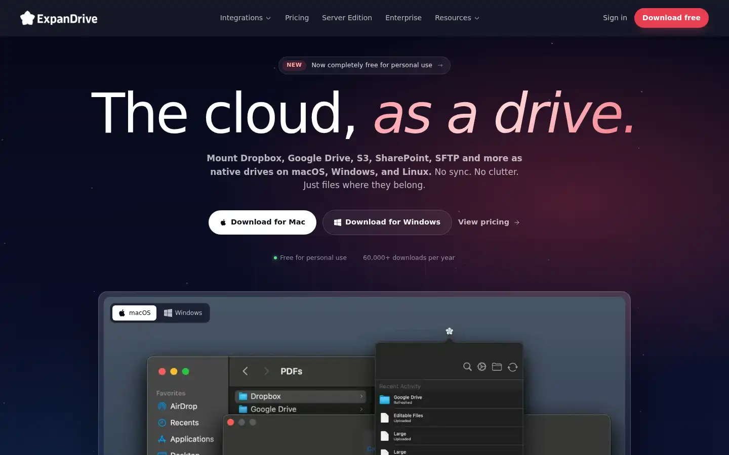 Screenshot of expandrive.com