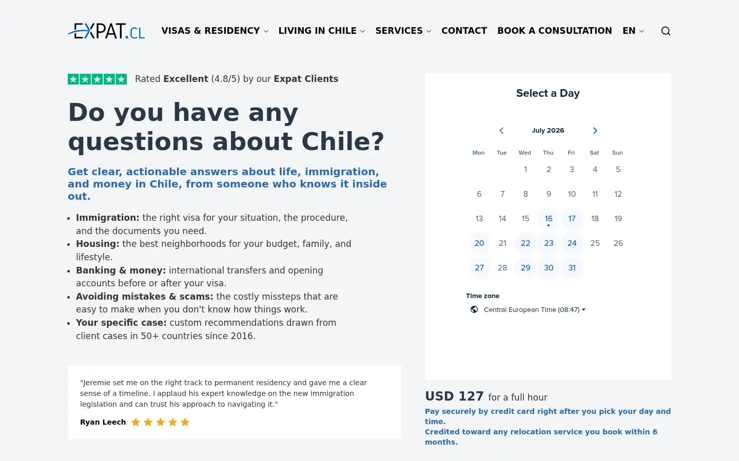 Screenshot of expat.cl