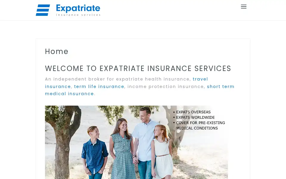 Screenshot of expatriate-insurance.com