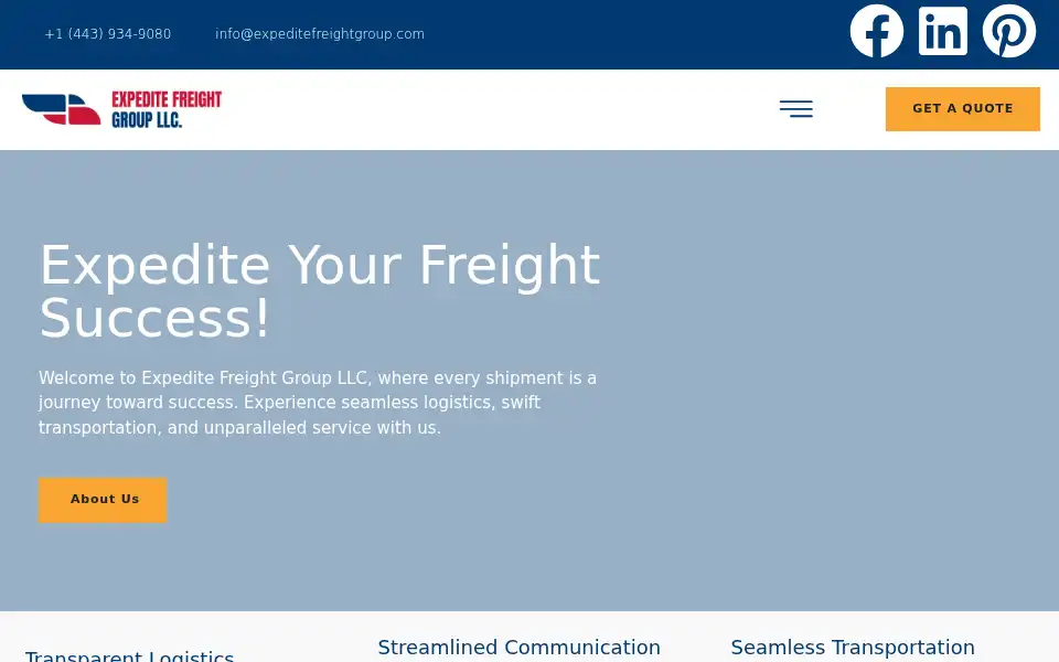 Screenshot of expeditefreightgroup.com