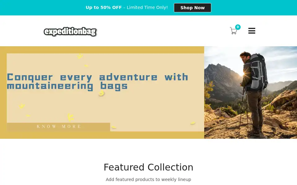 Screenshot of expeditionbag.com