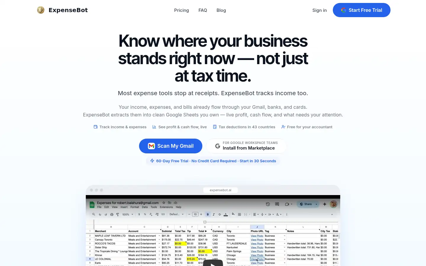 Screenshot of expensebot.ai