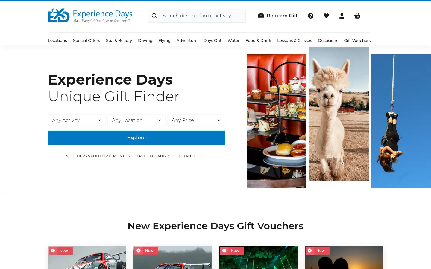 Screenshot of experiencedays.co.uk
