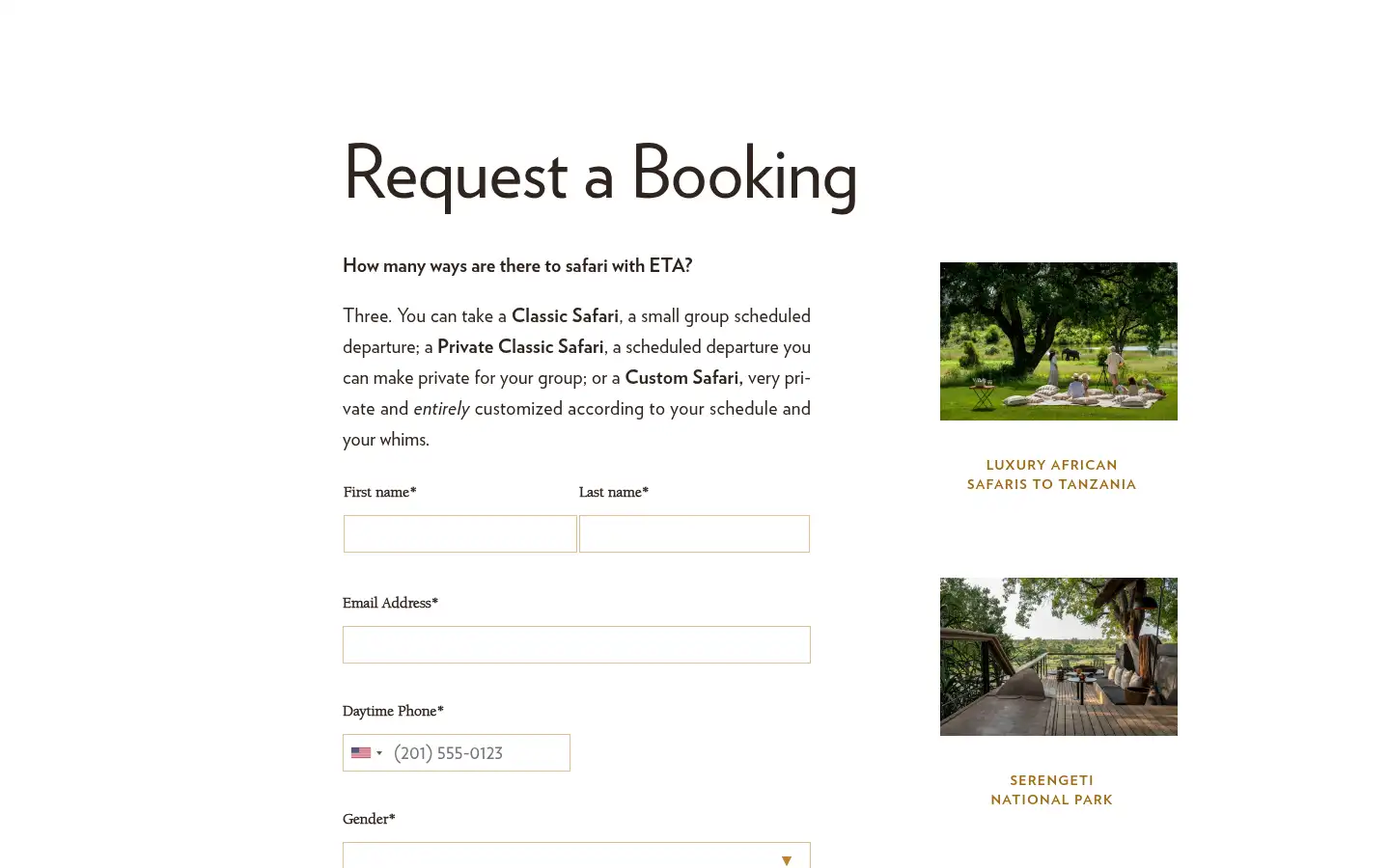 Screenshot of experientialtravelafrica.com