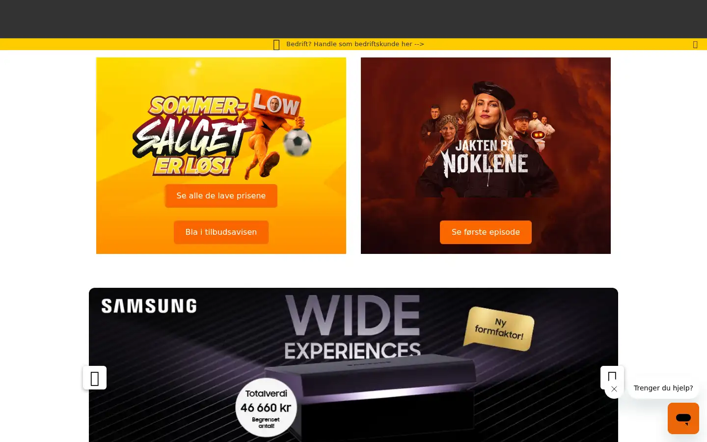 Screenshot of expert.no
