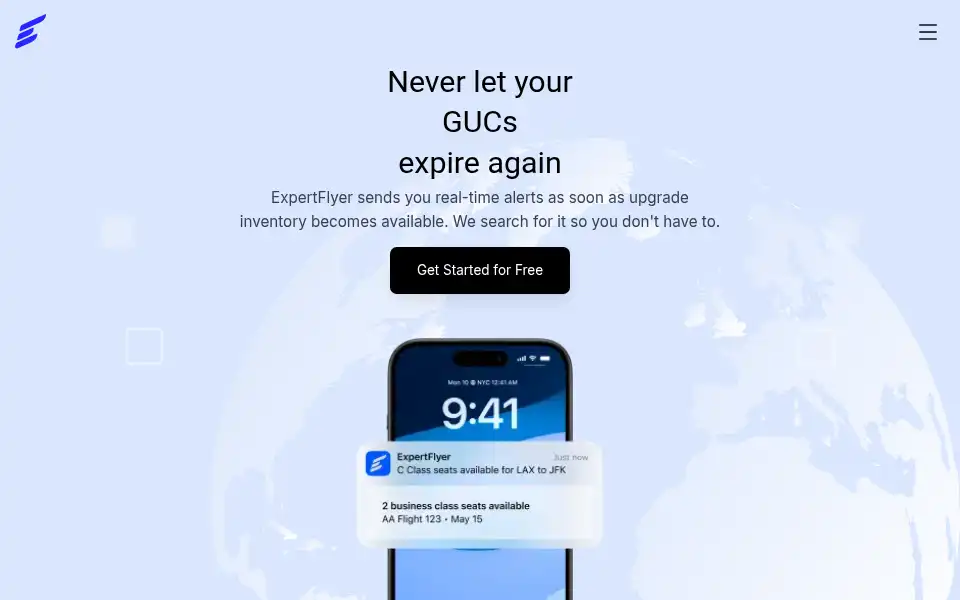 Screenshot of expertflyer.com