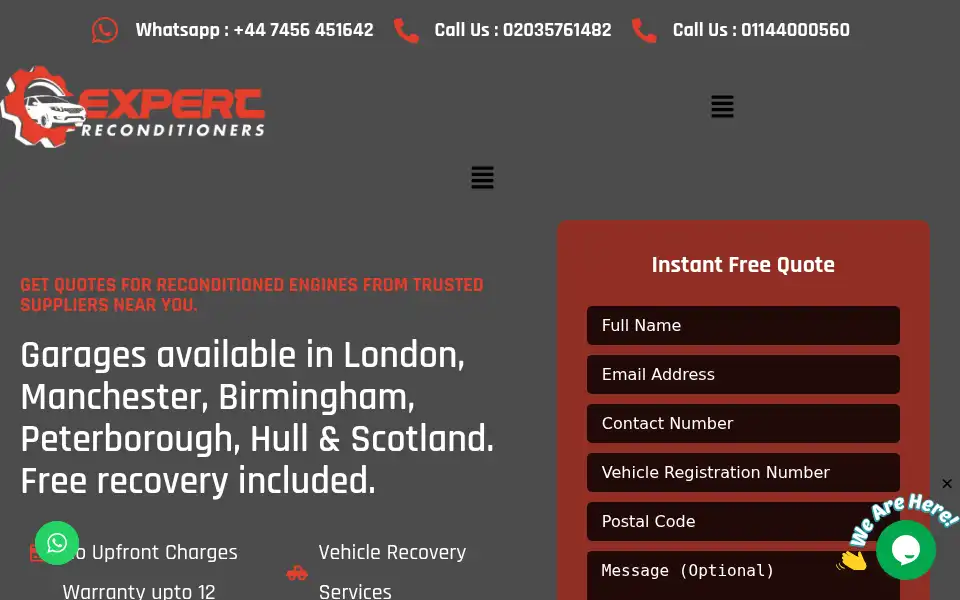Screenshot of expertreconditioners.co.uk