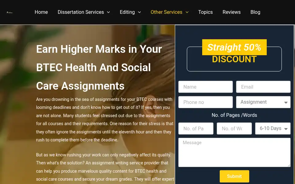 Screenshot of expertsdissertation.co.uk