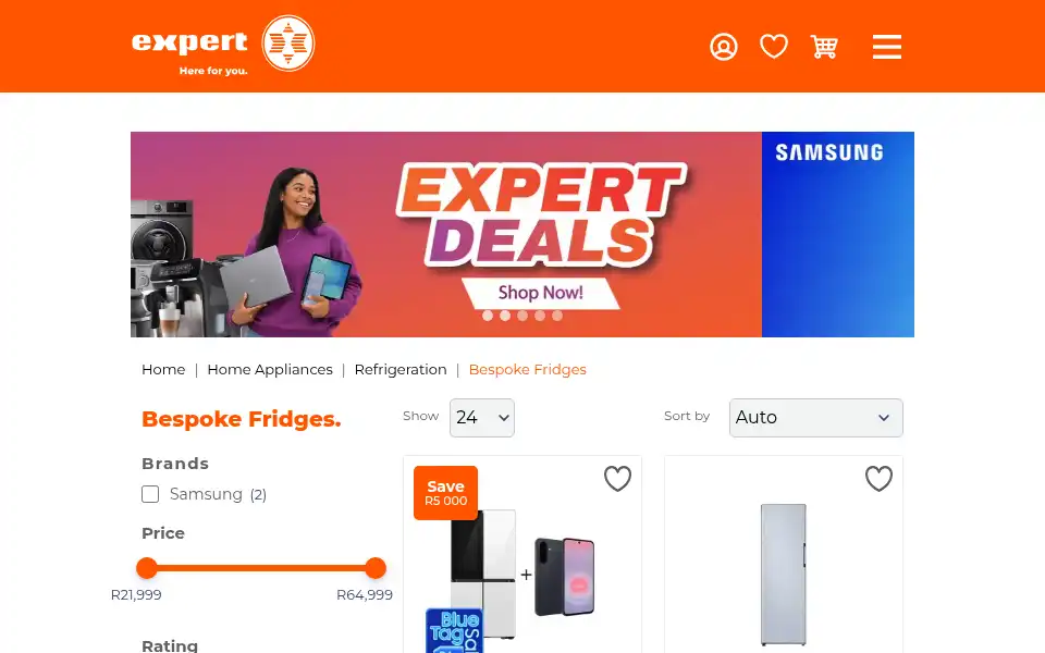 Screenshot of expertstores.co.za