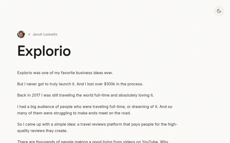 Screenshot of explorio.com