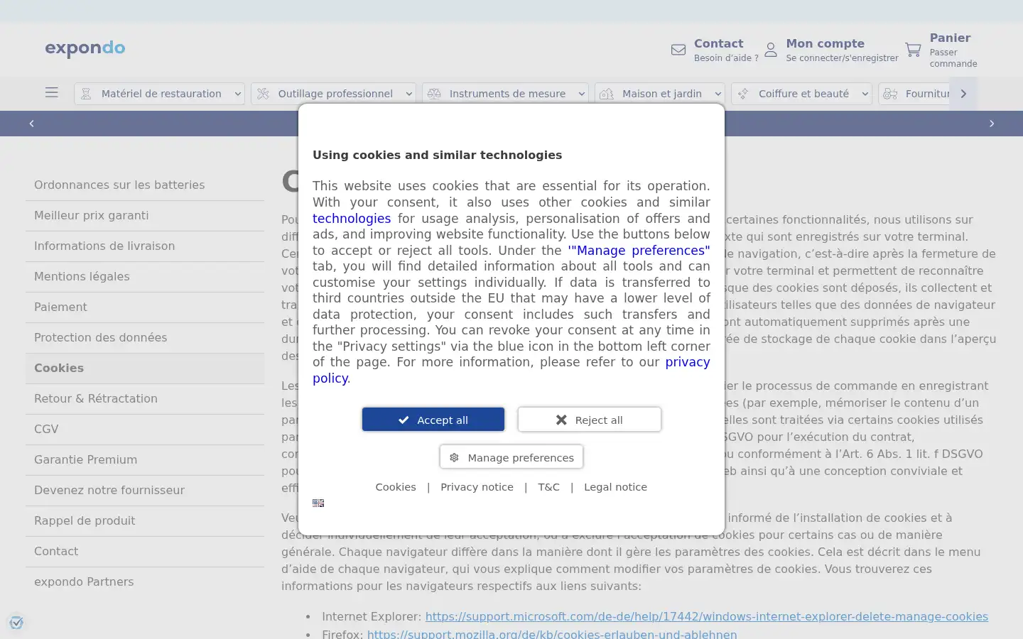 Screenshot of expondo.com