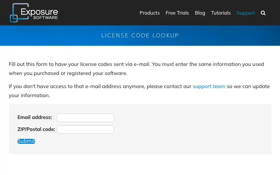 Screenshot of exposure.software