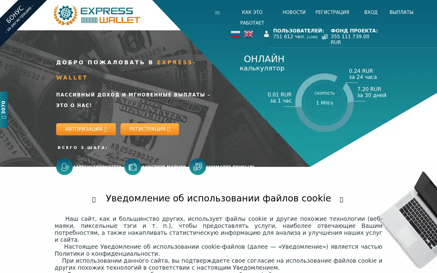 Screenshot of express-wallet.com