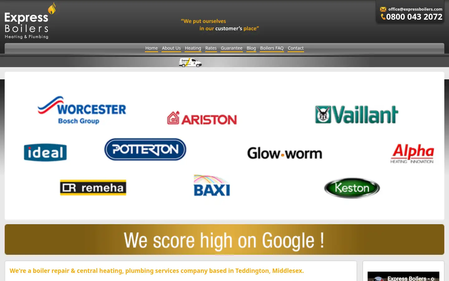 Screenshot of expressboilers.com