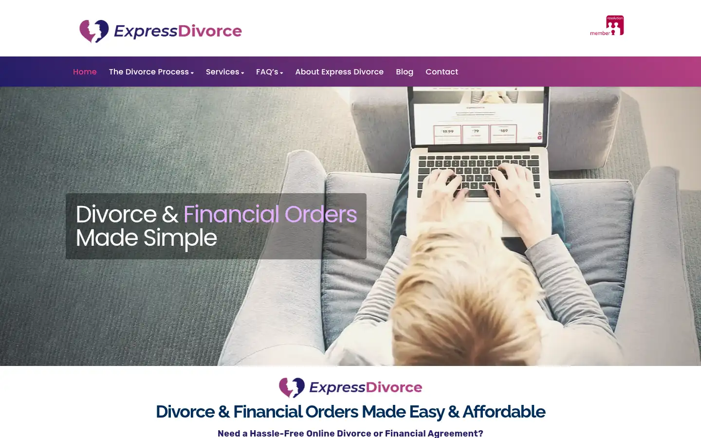 Screenshot of expressdivorce.co.uk