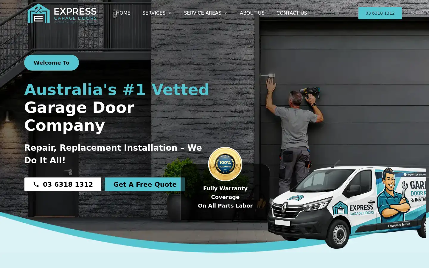 Screenshot of expressgaragedoors.com.au