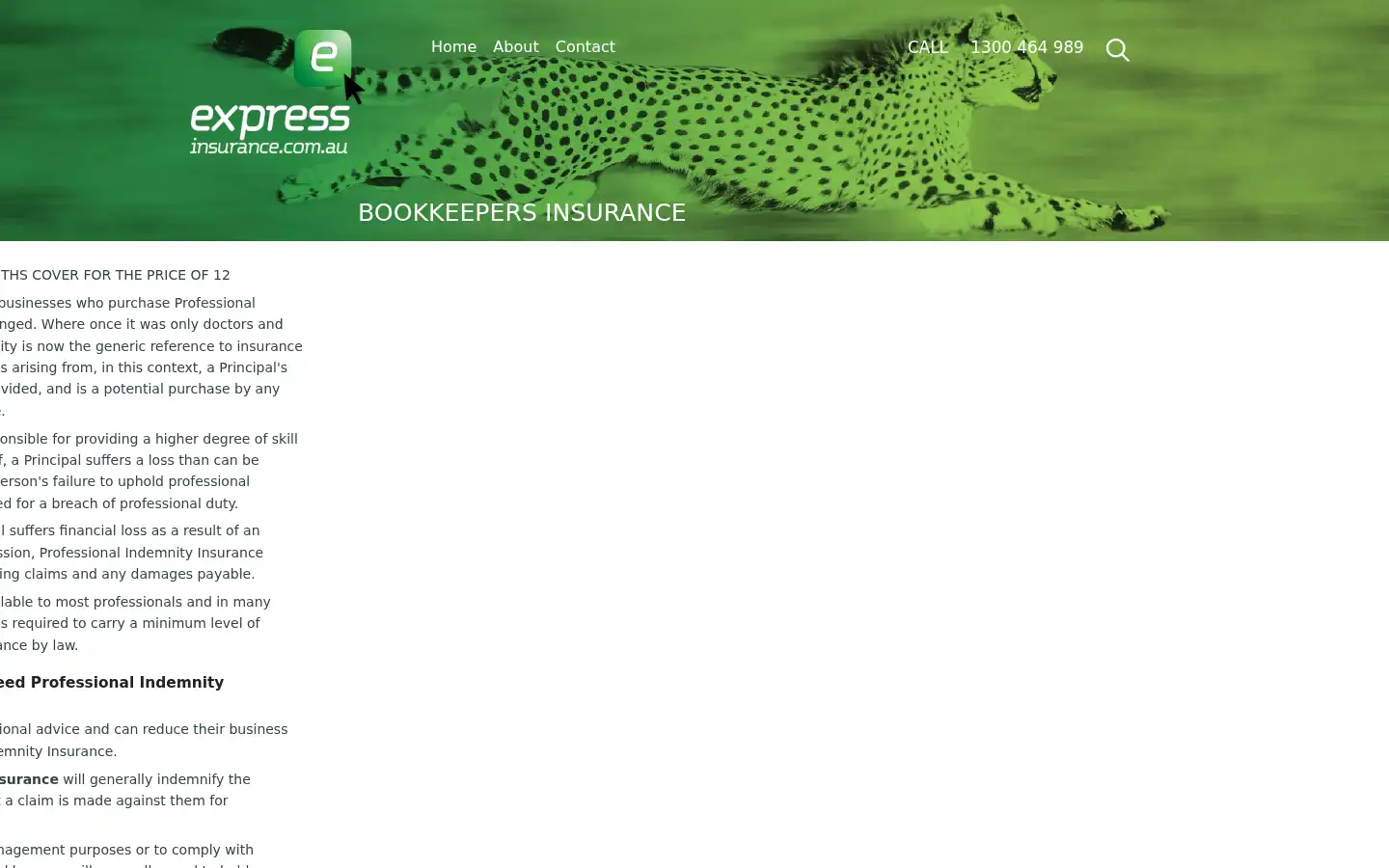 Screenshot of expressinsurance.com.au