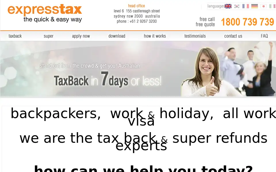 Screenshot of expresstaxback.com.au
