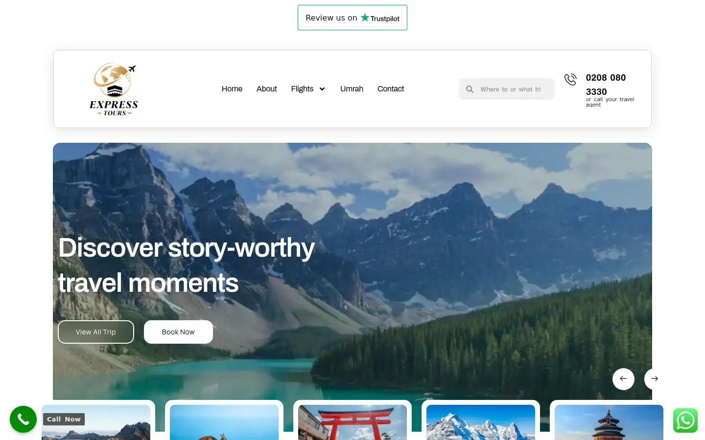 Screenshot of expresstours.co.uk
