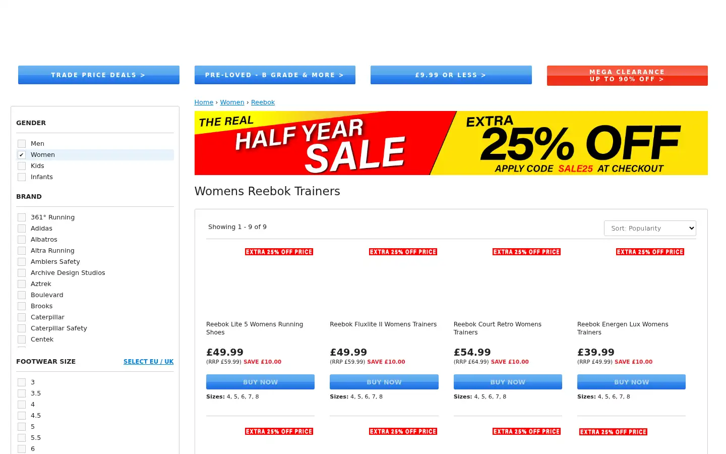 Screenshot of expresstrainers.com