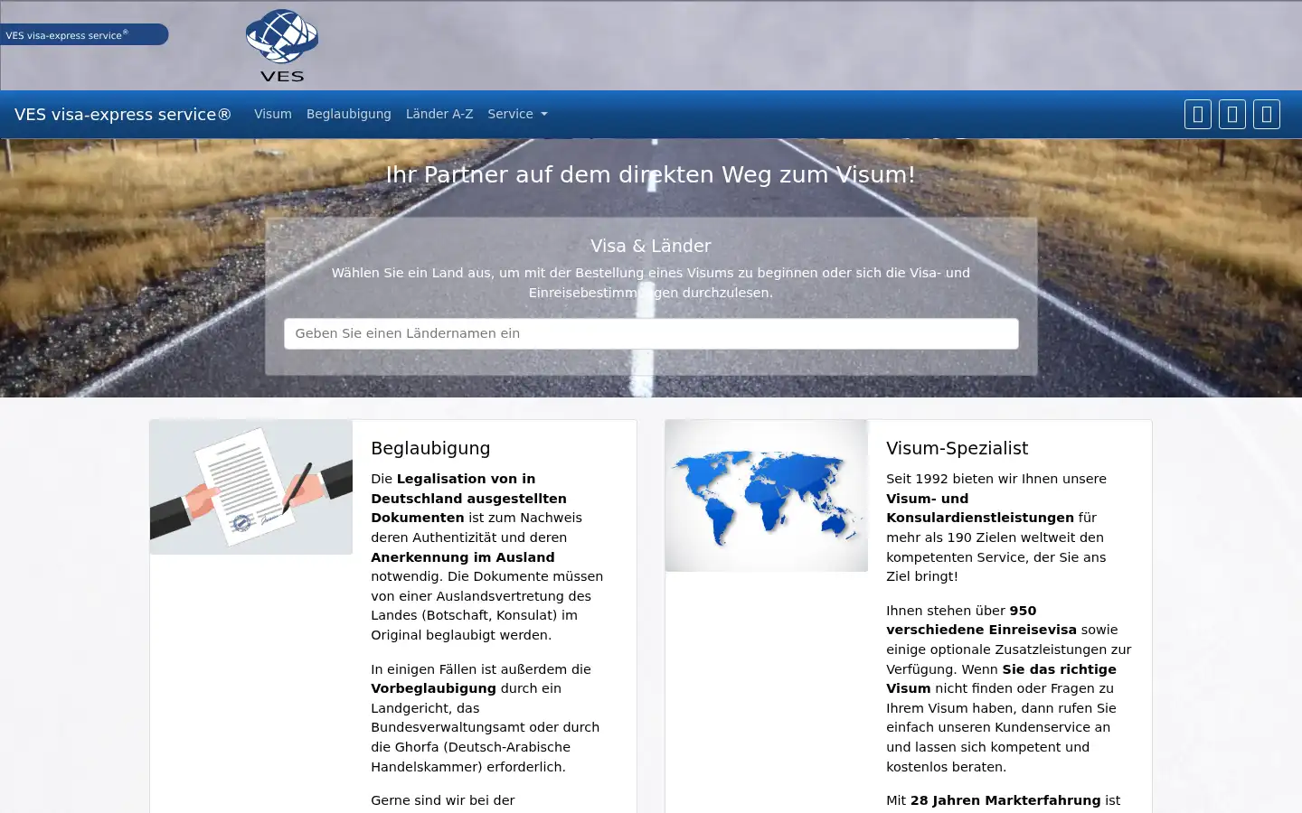 Screenshot of expressvisa.de