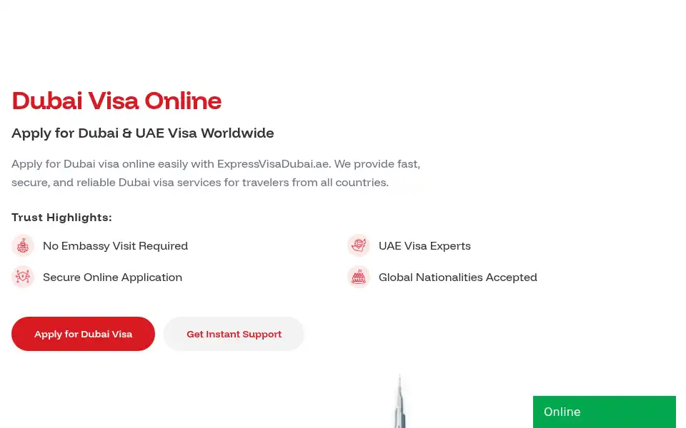 Screenshot of expressvisadubai.ae