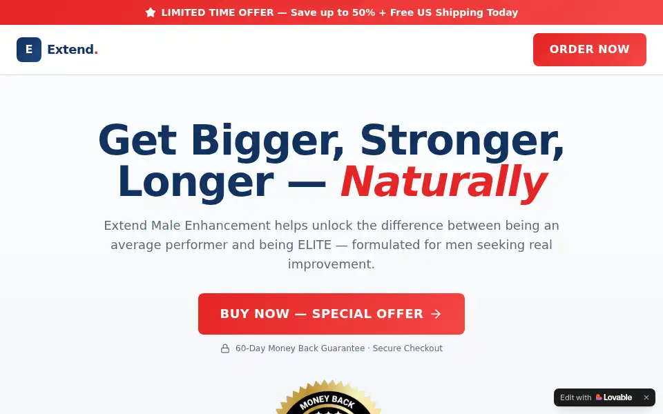 Screenshot of extend-male.lovable.app