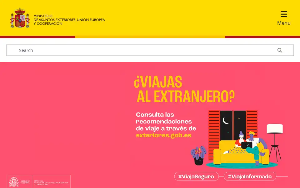 Screenshot of exteriores.gob.es