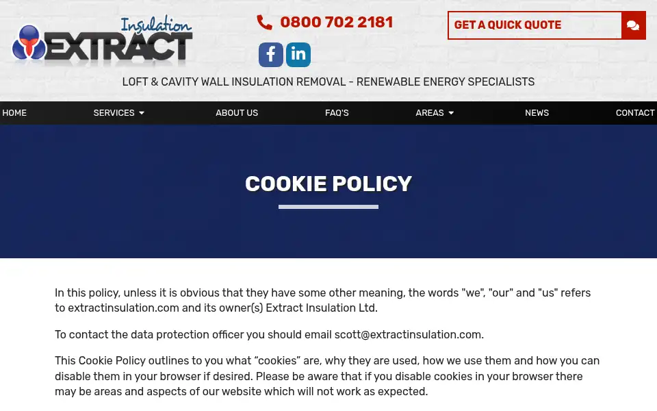 Screenshot of extractinsulation.com