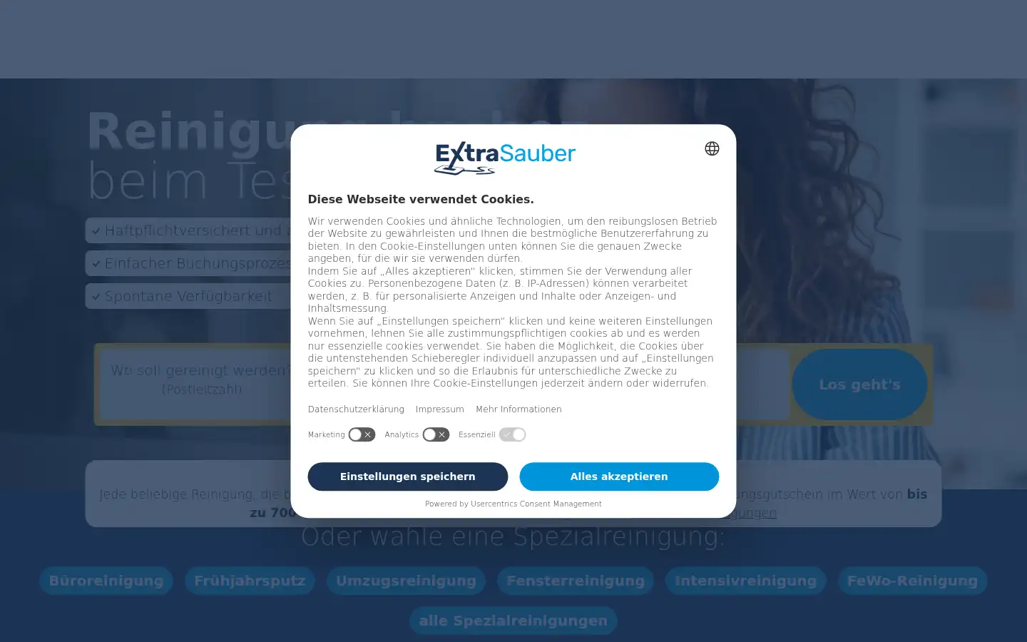 Screenshot of extrasauber.de