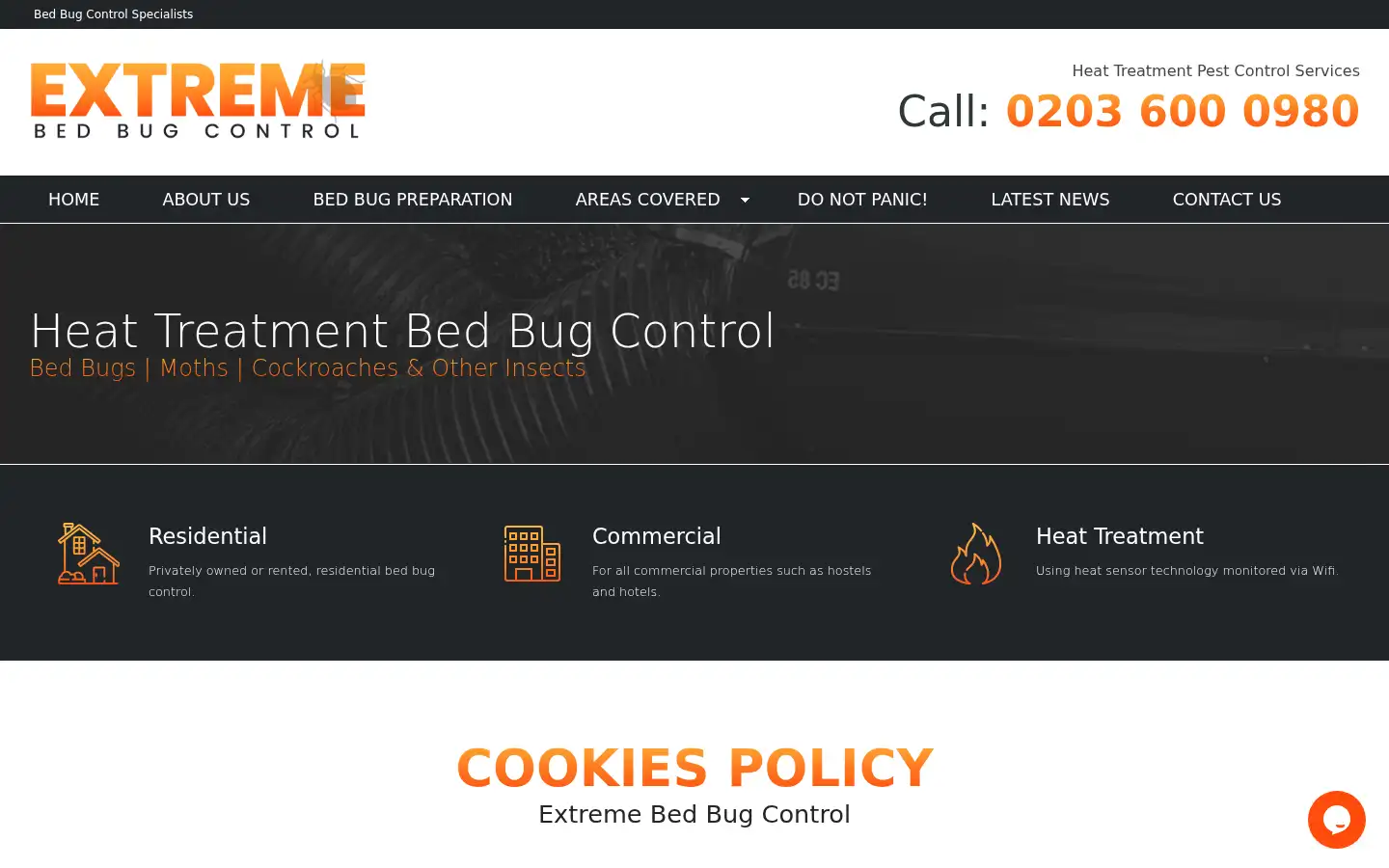 Screenshot of extremebedbugcontrol.co.uk