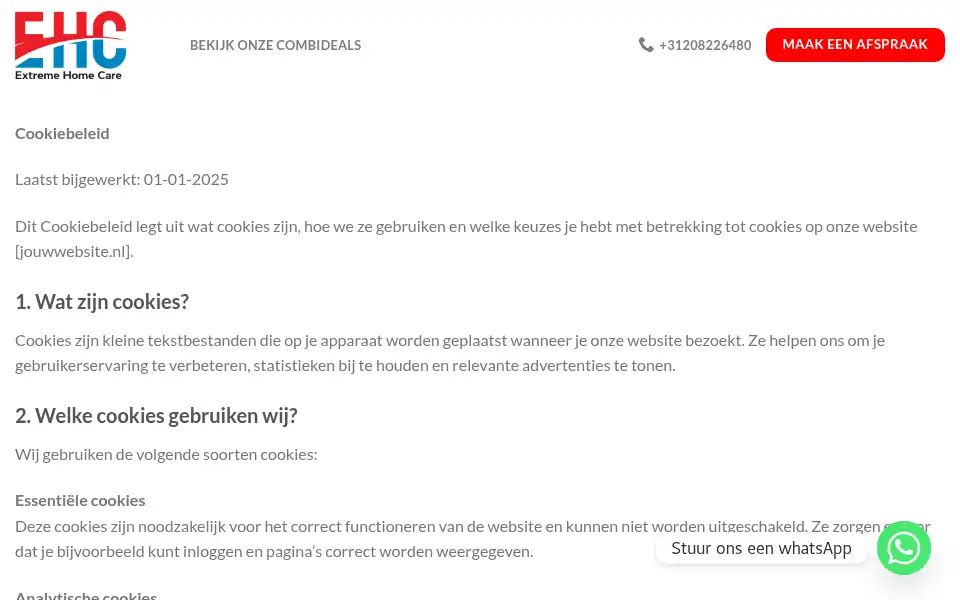 Screenshot of extremehomecare.nl
