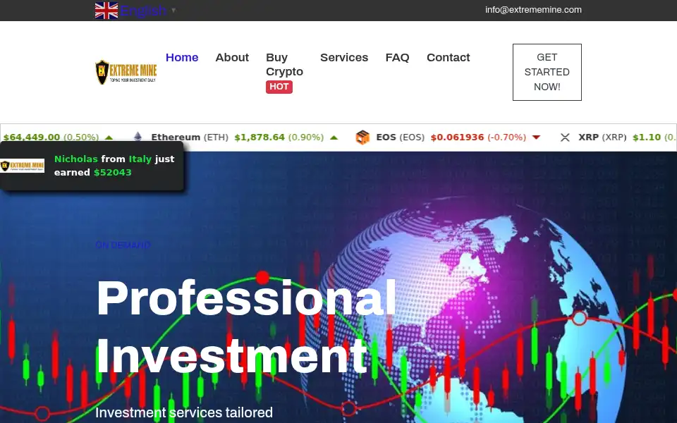 Screenshot of extrememine.com