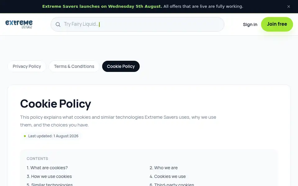 Screenshot of extremesavers.co.uk