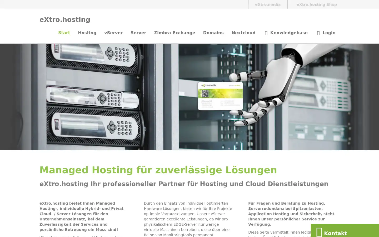 Screenshot of extro.hosting