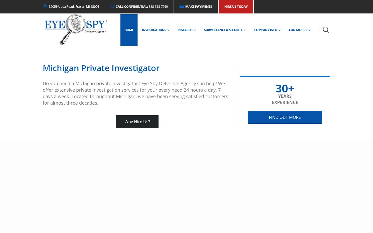 Screenshot of eyespyinvestigations.com