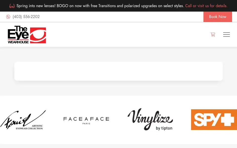 Screenshot of eyewearhouse.ca