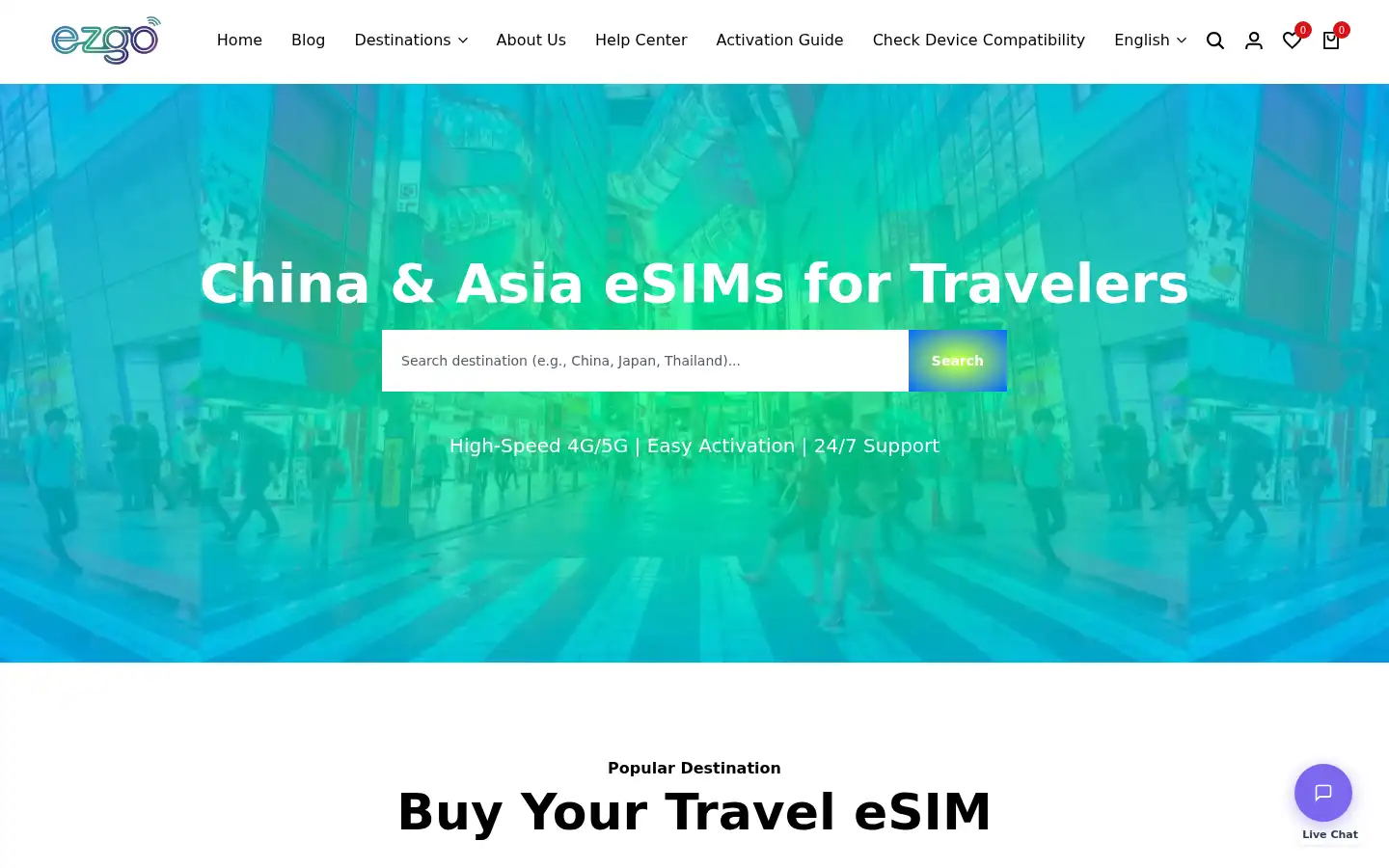 Screenshot of ezgosim.com