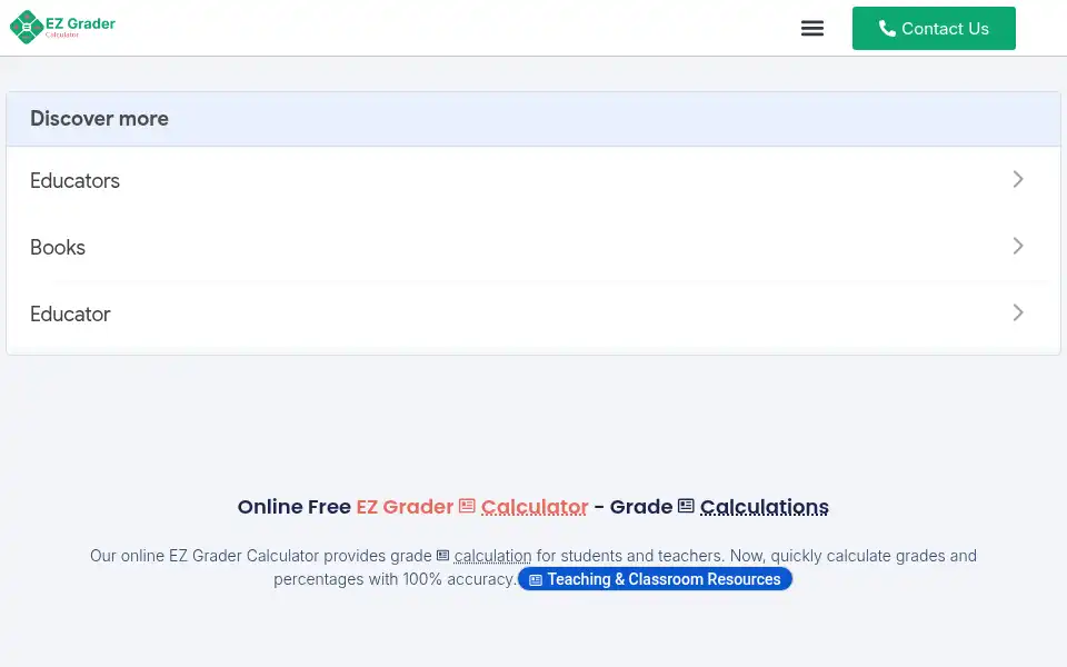 Screenshot of ezgradercalculator.com