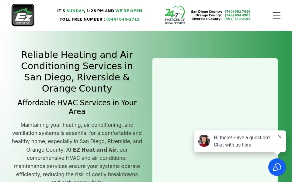 Screenshot of ezheatandair.com