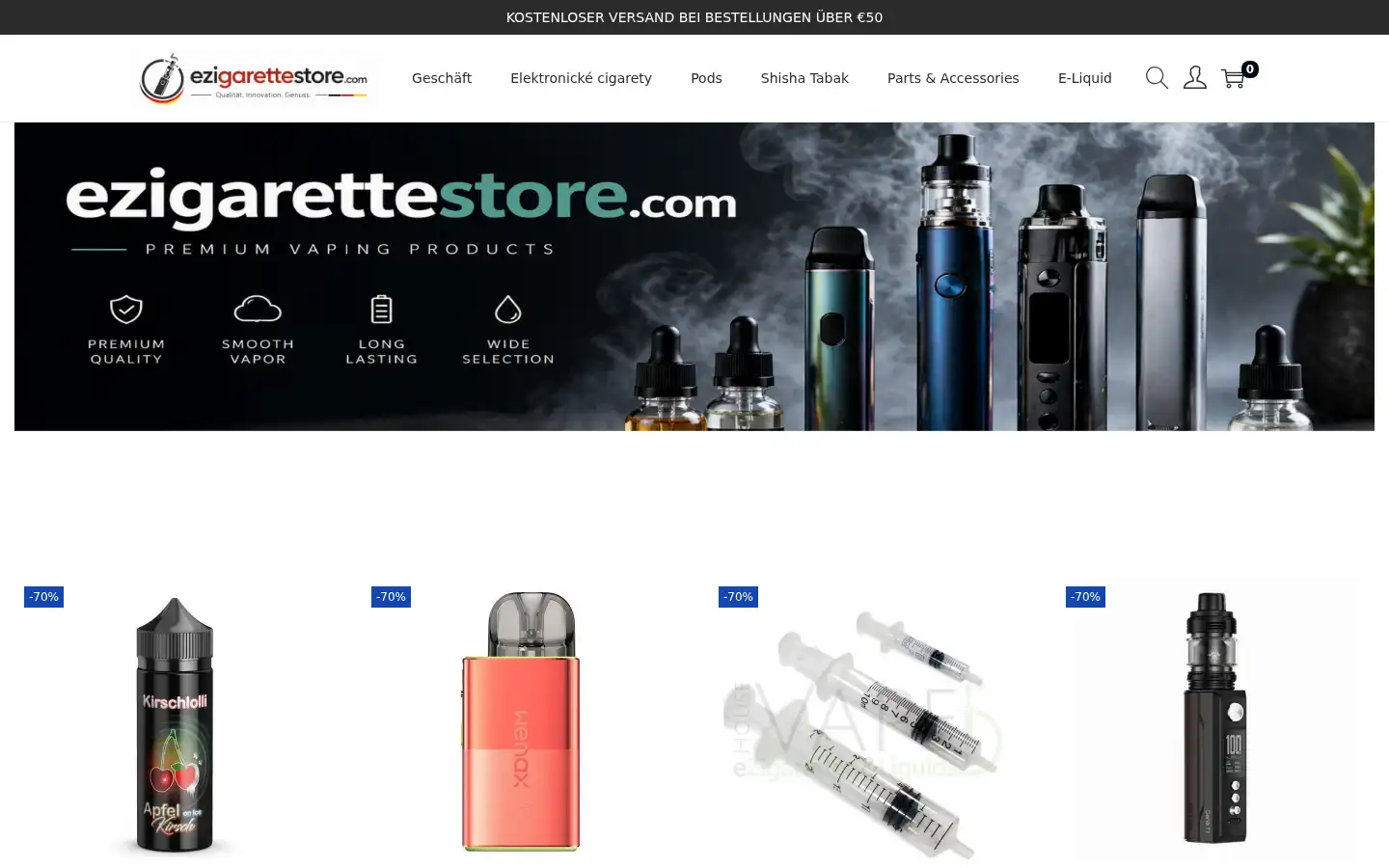 Screenshot of ezigarettestore.com