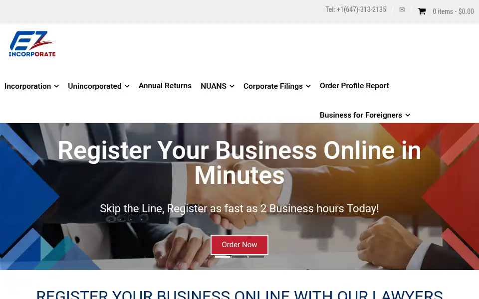 Screenshot of ezincorporate.ca